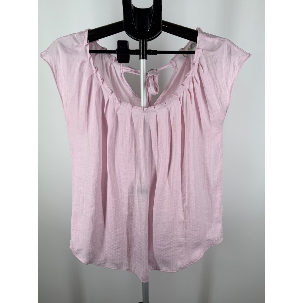 LC Lauren Conrad Pink Cap Sleeve Pleated Tie Back Blouse Womens Medium